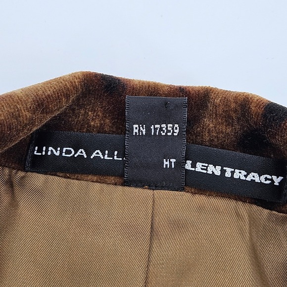 Vtg Linda Allard Ellen Tracy Leopard Velvet Blazer Jacket Women Size 10 Boho - Picture 6 of 8